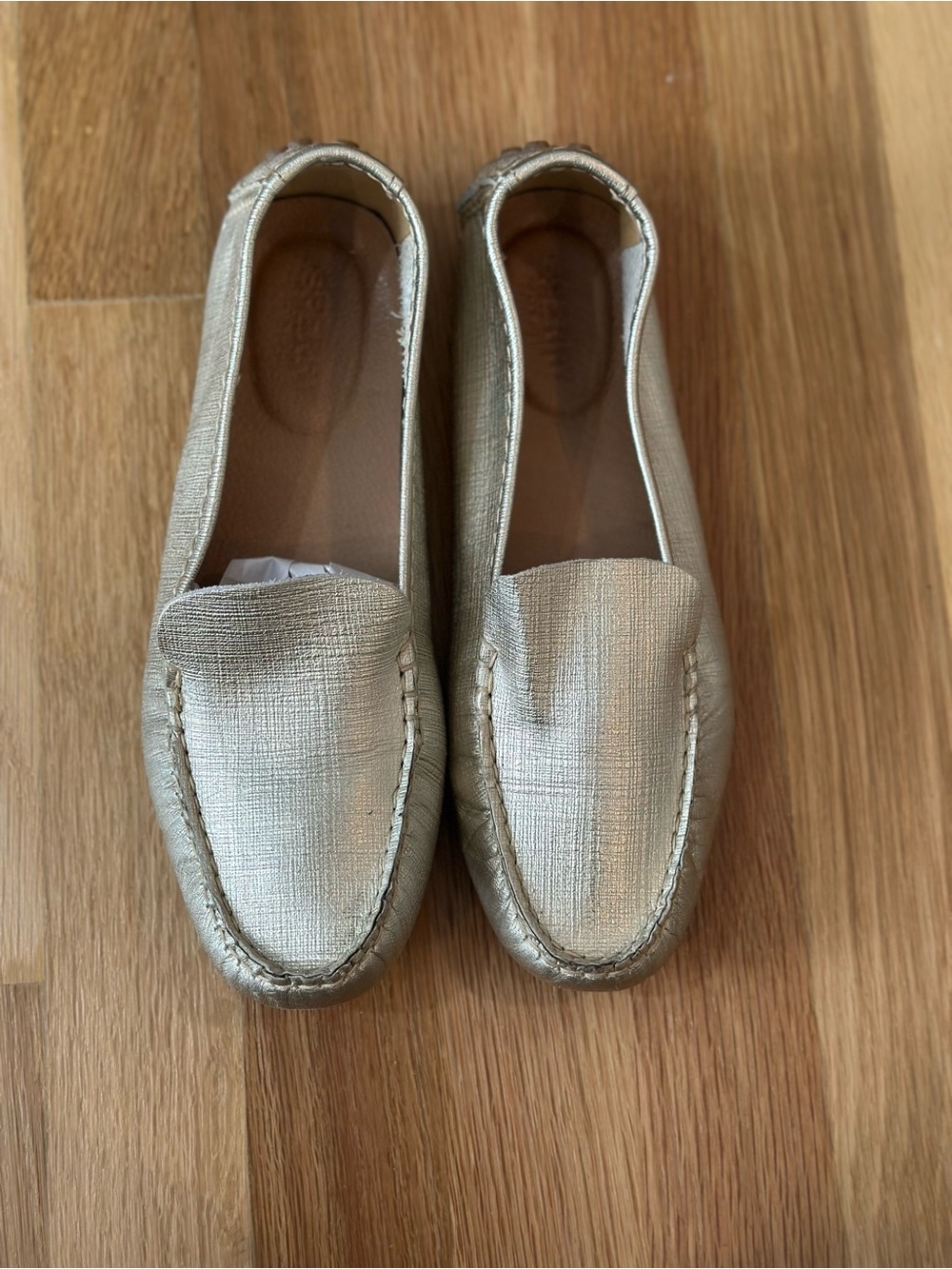 Sperry Gold Metallic Leather Driving Loafers Women’s Size 8